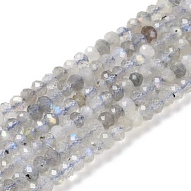 Natural Labradorite Beads Strands, Faceted, Rondelle