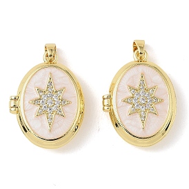 Латунные микропроволочные кубические циркониевые медальоны, с эмалью, овал со звездочками, долговечный