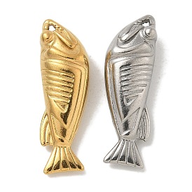 Ion Plating(IP) 304 Stainless Steel Pendants, Fish Charm