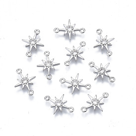 Connecteurs de liaisons en zircone cubique transparent micro pavé en laiton, plaqué longue durée, étoiles