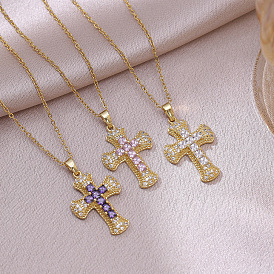 304 Кулон в виде религиозного креста из нержавеющей стали с микропаве из кубического циркония 304 Цепочка из нержавеющей стали, золотые