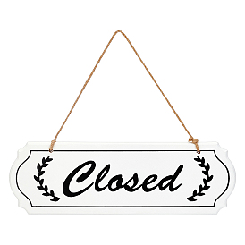 CREATCABIN Closed & Open Sign Natural Wood Door Hanging Decoration for Front Door Decoration, with Jute Twine, Rectangle