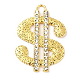 Alloy Rhinestone Pendants, United States Dollar Money Sign