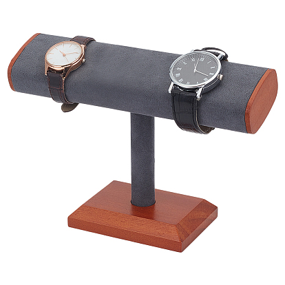 Expositor de pulseras de madera con forma de T recubierto de gamuza sintética, soporte organizador de pulseras de mesa