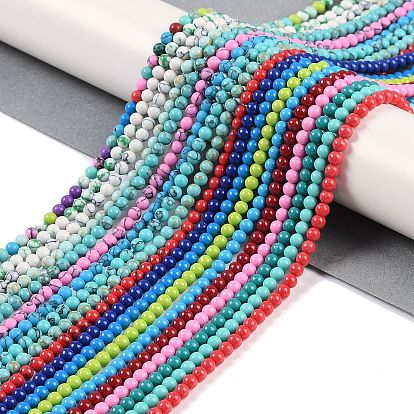 Синтетических нитей бирюзовые бусы, круглые, окрашенные
