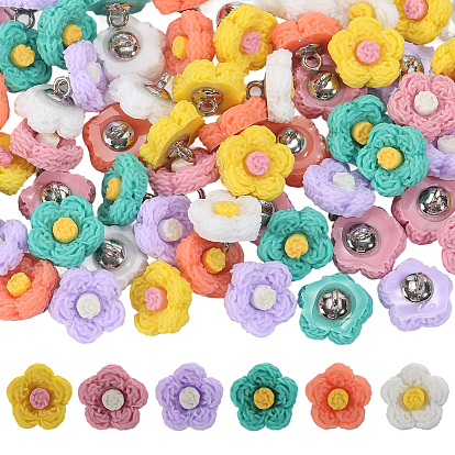 60 шт. 6 цвета 1 пуговицы с пластиковой ножкой и железным отверстием, цветок, платина