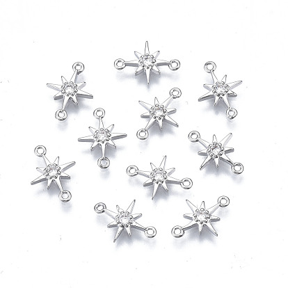Connecteurs de liaisons en zircone cubique transparent micro pavé en laiton, plaqué longue durée, étoiles
