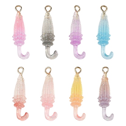 8шт. 8 цвета: градиентный, прозрачная смола и подвески с пайетками, зонт шарм, с золотой железной петлей