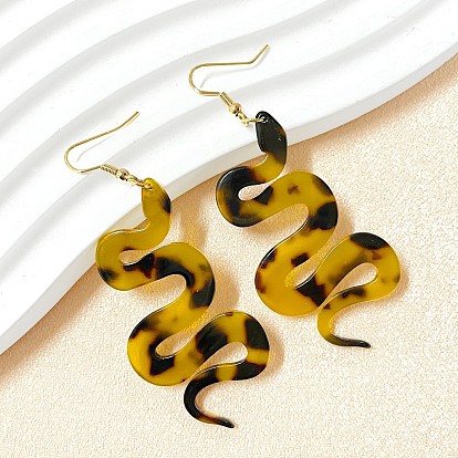 Акриловые серьги-подвески с леопардовым принтом, змея, золотые
