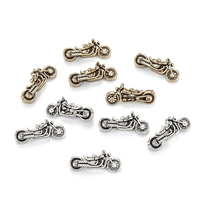 Brass Micro Pave Clear Cubic Zirconia Charms, Long-Lasting Plated, Motorbike