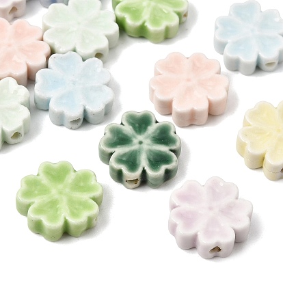 Cuentas de porcelana hechas a mano, flor de cinco pétalos
