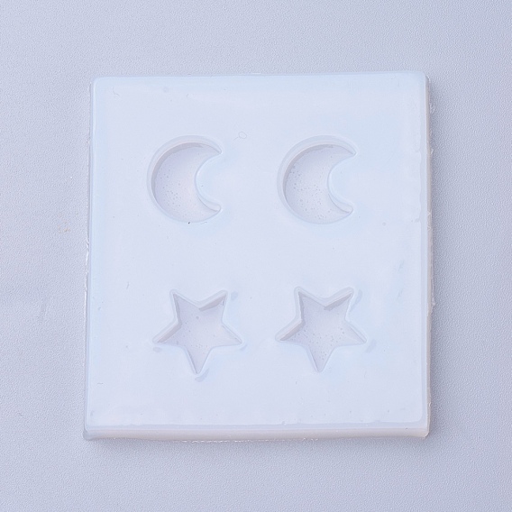 Food Grade Silicone Molds, Resin Casting Molds, For UV Resin, Epoxy Resin Jewelry Making, Square with Moon and Star
