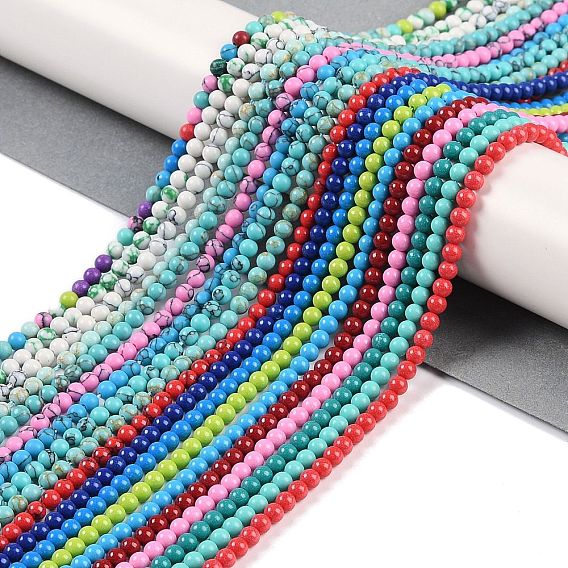 Синтетических нитей бирюзовые бусы, круглые, окрашенные