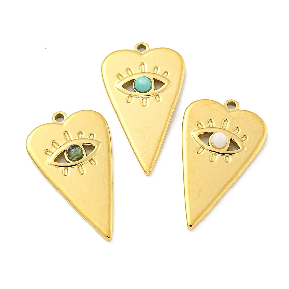 Подвески в форме сердца из натуральных драгоценных камней, вакуумное покрытие pvd 304 подвески из нержавеющей стали, реальный 18 k позолоченный