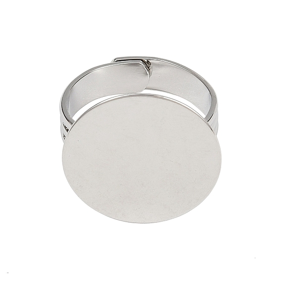 Плоские круглые настройки латуни площадку кольцо, фурнитура для регулируемого кольца, лоток : 20 мм, 18 мм