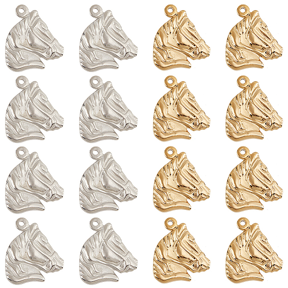 16 шт. 2 цвета 304 подвески из нержавеющей стали, голова лошади