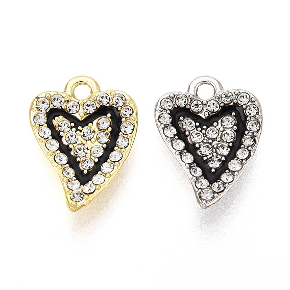 Подвески из сплава и страза, с эмалью, сердце прелести