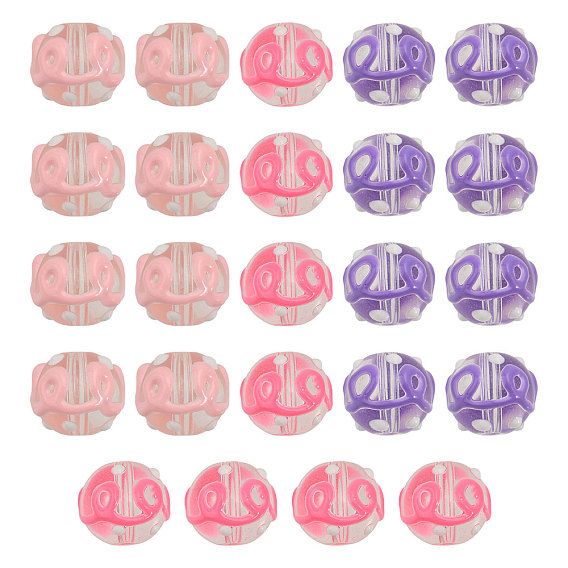 24шт 3 цвета прозрачные стеклянные круглые бусины, бусины ручной работы, с эмалью, круглые