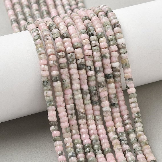 Природные родонит бисер нитей, граненые, шайба