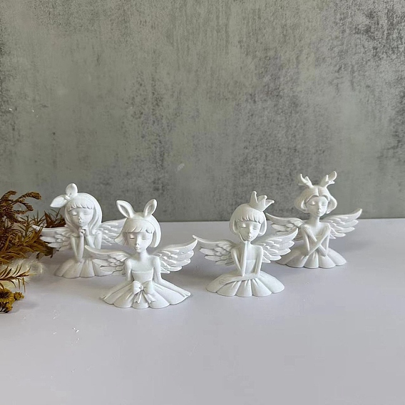 Фигурка ангела принцессы «сделай сам» с короной/бантом/рогами, украшение для дисплея, статуя бюста «сделай сам», силиконовые формы для статуи бюста, формы для литья смолы для скульптуры половины тела, для изготовления изделий из уф-смолы и эпоксидной смолы