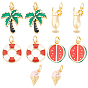 10Pcs 5 Styles Rack Plating Brass Enamel Charms, Cadmium Free & Lead Free, Long-Lasting Plated, Real 18K Gold Plated