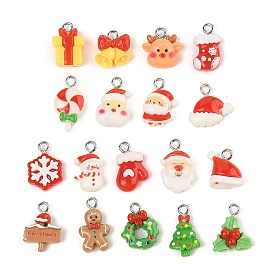 Подвески из непрозрачной смолы на рождественскую тематику, с железной платиной петлей