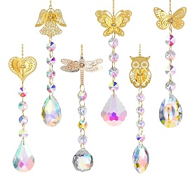 Железные висячие украшения, стеклянные бусины цвета ab восьмиугольные ловцы солнца с кисточками для украшения сада на открытом воздухе