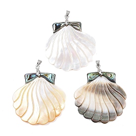 Подвески из натуральной ракушки, подвески в форме ракушек с латунными дужками, платина, стойки покрытие