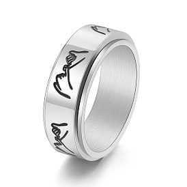 Rotatable Stainless Steel Finger Ring, Hand in Hand for Men's