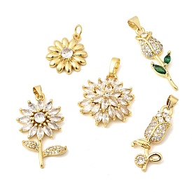 Латунные микропаве прозрачные подвески с фианитом, долговечный, без кадмия и без свинца, стойки покрытие, 