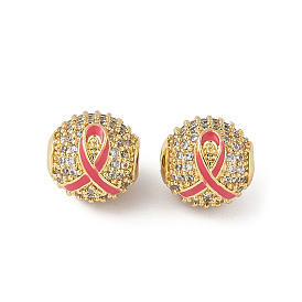 Латунные микро проложить кубического циркония бусы, с эмалью, круглая и информационная лента, долговечный, без кадмия и без свинца