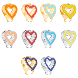 10 шт 10 цвета 304 защелки на скобах из нержавеющей стали, с эмалью, сердце