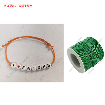 Waxed Cotton Thread Cords Bracelets, with Acrylic Letter Beads, Word I Love Capybaras