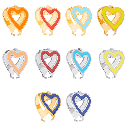 10 шт 10 цвета 304 защелки на скобах из нержавеющей стали, с эмалью, сердце