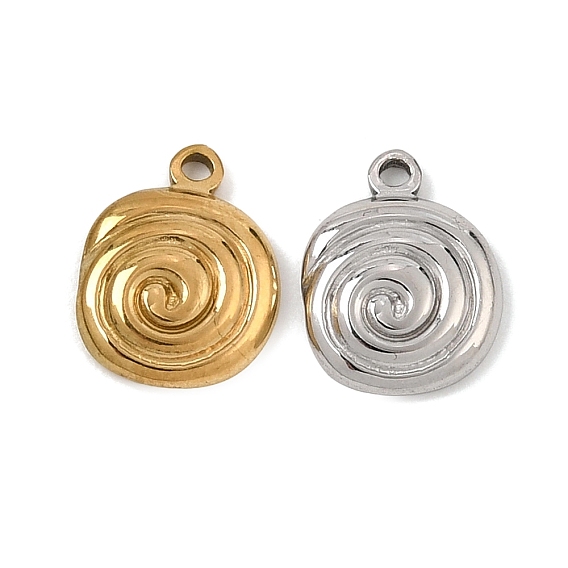 304 Stainless Steel Charms, Spiral Round Charms