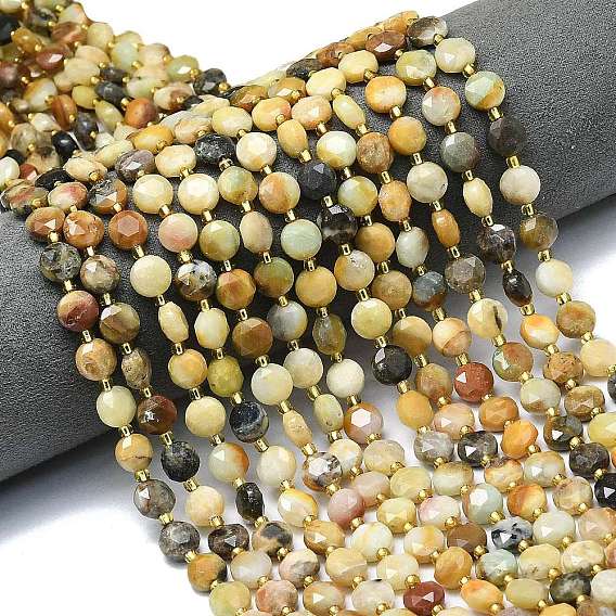 Натуральный цветок амазонитовые бусины пряди, граненый шестиугольный разрез, плоско-круглые, с бисером