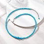 Ожерелья из круглых градуированных бусин из окрашенной синтетической бирюзы для женщин, цвет нержавеющей стали