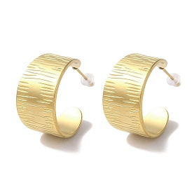 PVD Vacuum Plating 201 Stainless Steel Studs Earring, with 304 Stainless Steel Pin, Textured Wide