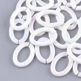 Acrylic Imitation Pearl Linking Rings, Quick Link Connectors, For Jewelry Chains Making, AB Color, Oval