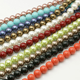 Cuentas de concha perla hebras, Grado A, pulido, rondo, 10 mm, agujero: 0.8~1.0 mm, sobre 38 unidades / cadena