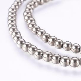 Electroplate Non-magnetic Synthetic Hematite Bead Strands, Round