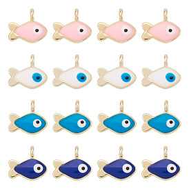 40Шармы из сплава эмали, без кадмия и без свинца, золотой свет, рыба с оберегом от сглаза