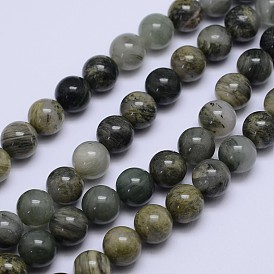 Rond vert naturel quartz rutile perles brins