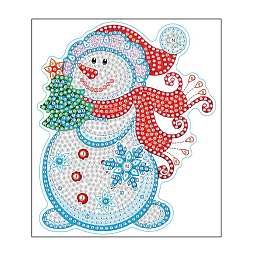 DIY Christmas Snowman Diamond Painting Sticker Kit, Including Resin Rhinestones Bag, Diamond Sticky Pen, Tray Plate and Glue Clay