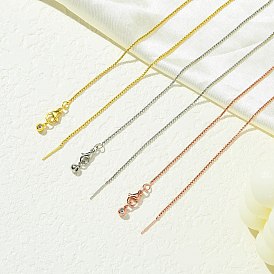 1.5мм стойка покрытие латунь коробка цепь регулируемый слайдер ожерелья для женщин мужчин, без кадмия и без свинца, 901 застежка из нержавеющей стали, долговечный