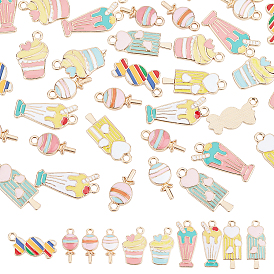 40шт 10 стиль подвески из легкого золотого сплава, с эмалью, без кадмия и без свинца, мороженое, конфеты и леденец