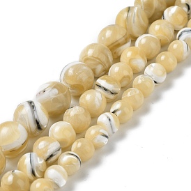 Brins de perles de coquillages naturels de troca, ronde