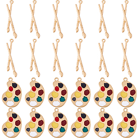 24 шт 2 стили подвески из сплава, подвески в виде кисти и эмалевой палитры