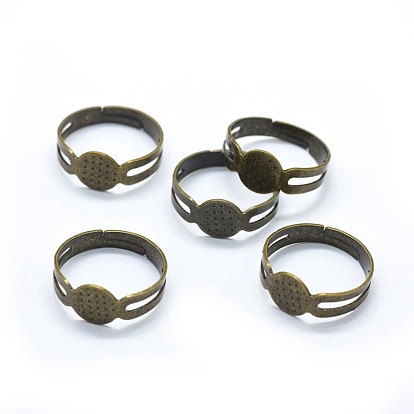 Iron Ring Shanks, Pad Ring Settings, For Antique Rings Making, Adjustable, Nickel Free
