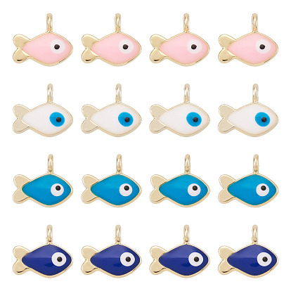 40Шармы из сплава эмали, без кадмия и без свинца, золотой свет, рыба с оберегом от сглаза